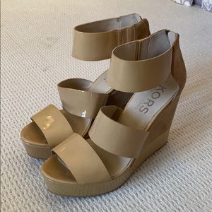 Michael Kors tan suede wedges size 9